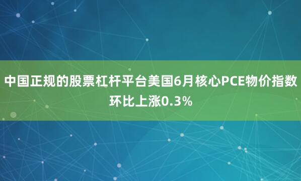中国正规的股票杠杆平台美国6月核心PCE物价指数环比上涨0.3%